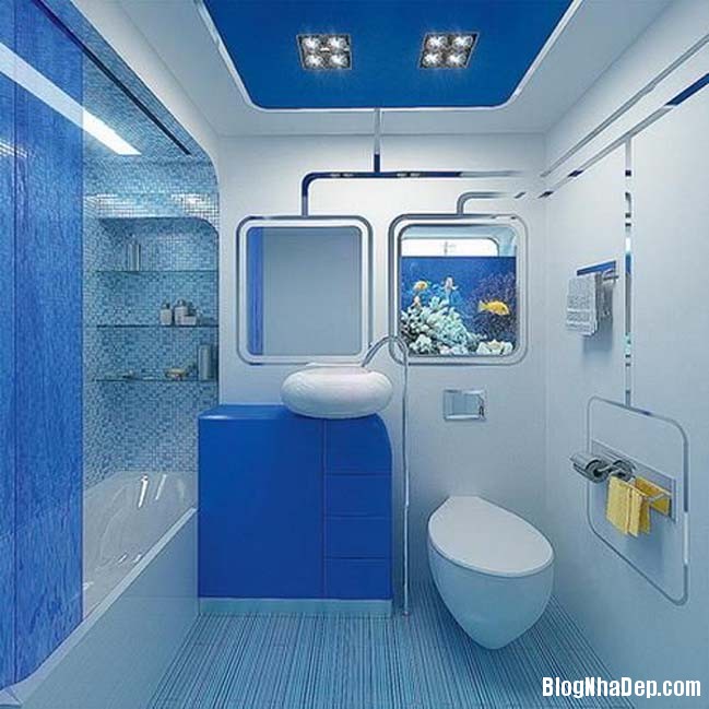020602 12 large Mẫu thiết kế phòng tắm đẹp hoàn hảo với 2 tông màu xanh dương và trắng