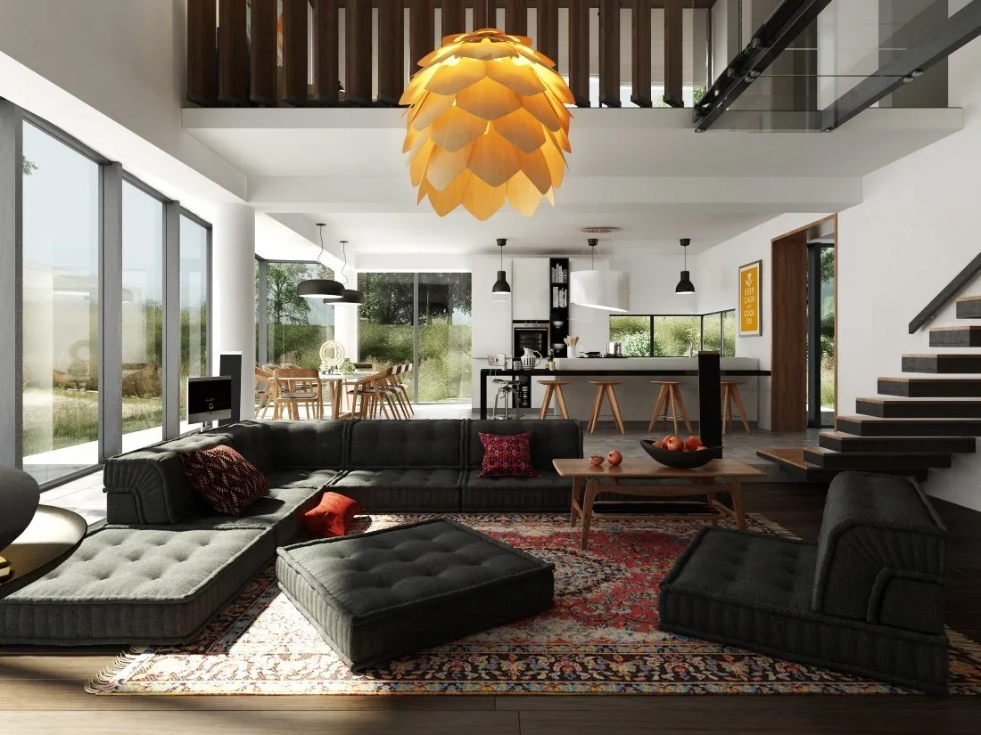 10 ý tưởng thiết kế phòng khách và bếp liên thông tối ưu hoá không gian