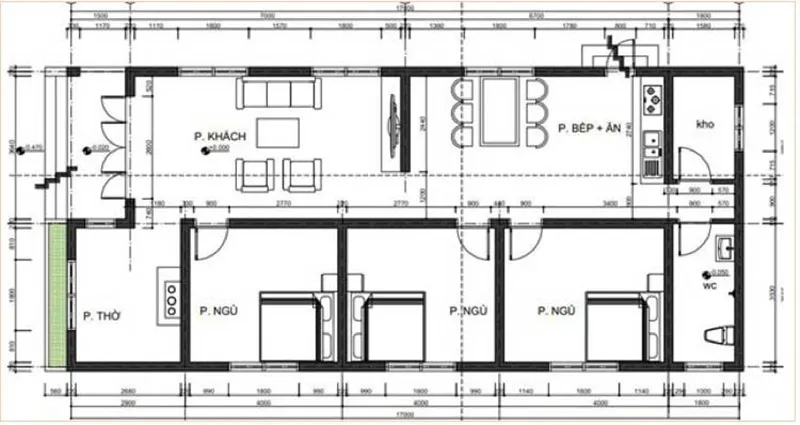 3 bản vẽ nhà cấp 4 3 phòng ngủ đẹp tiện nghi từ trong ra ngoài