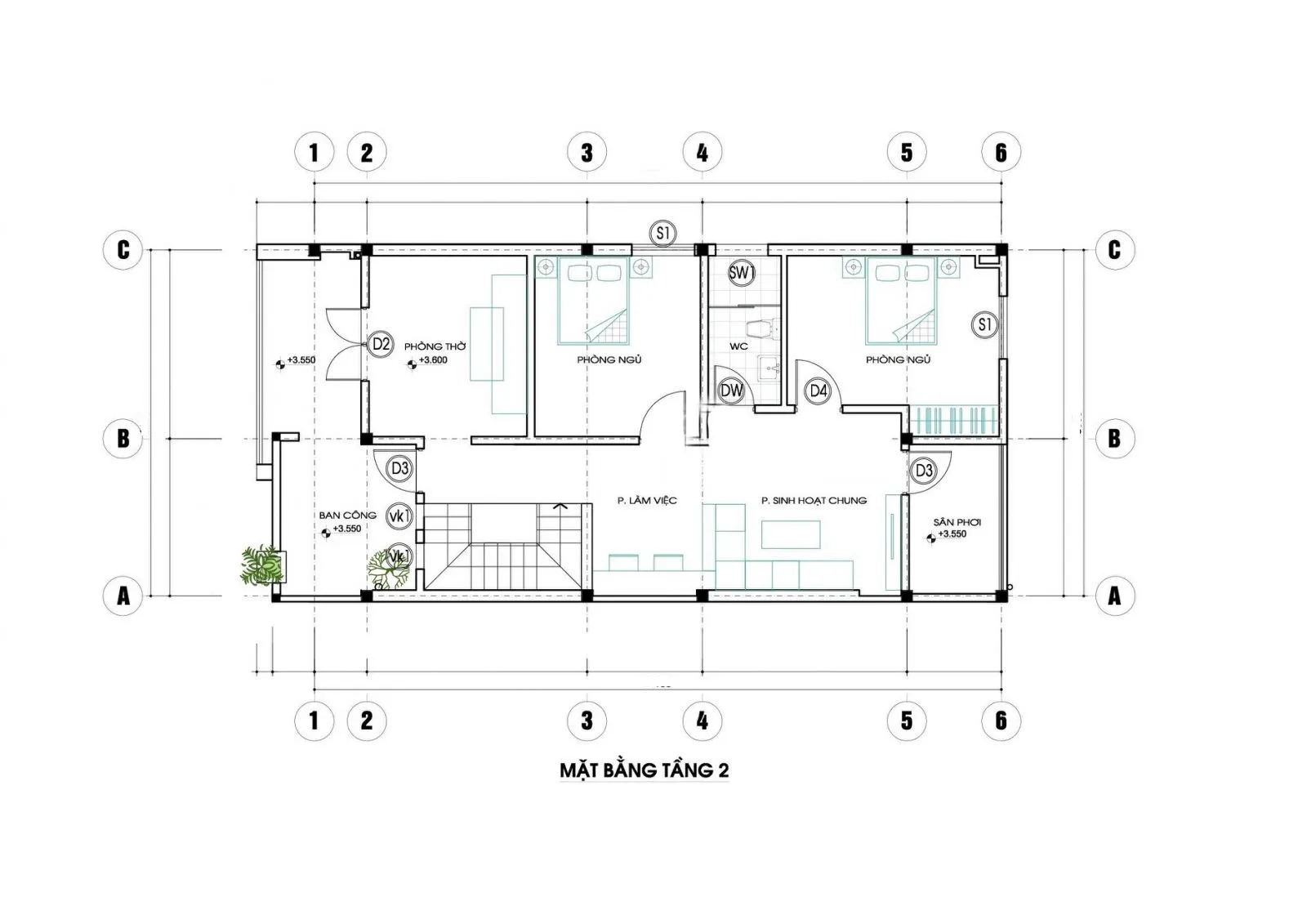 3 bản vẽ thiết kế nhà 2 tầng đẹp được yêu thích nhất hiện nay