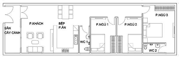 3 mẫu nhà cấp 4 mái thái 5×25 ấn tượng đầy đủ công năng