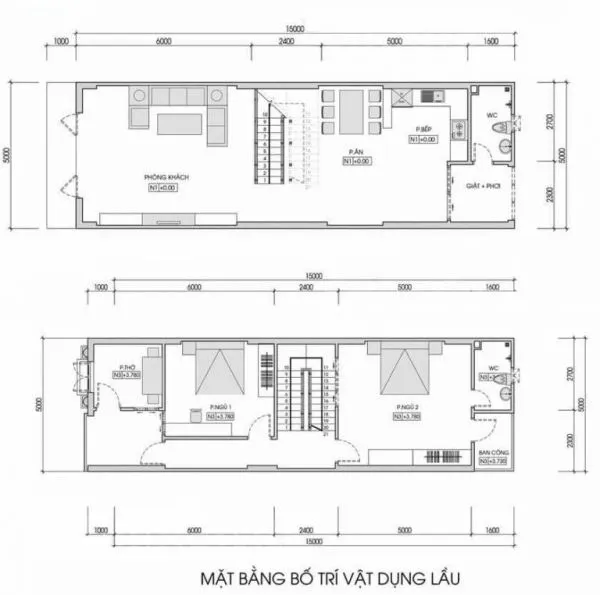 3 mẫu nhà ống 2 tầng đơn giản đẹp kèm bản vẽ