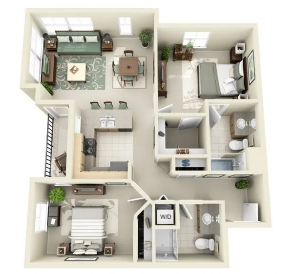 35+ mẫu thiết kế nội thất chung cư 2 phòng ngủ tiện nghi và hiện đại