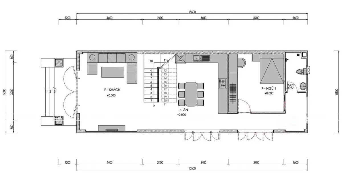 4 mẫu nhà ống 2 tầng 3 phòng ngủ 5×17 đẹp miễn chê