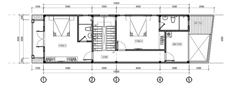 4 mẫu thiết kế + bản vẽ nhà ống 3 tầng 5x15m 4 phòng ngủ đẹp