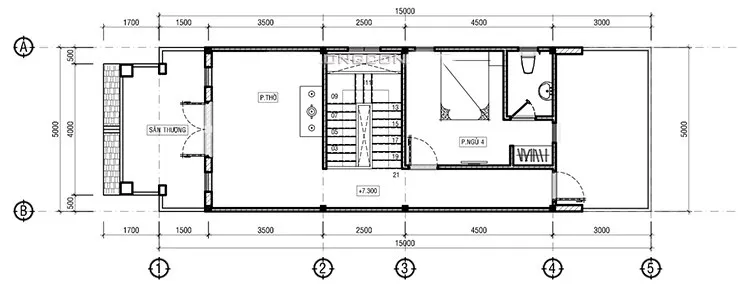 4 mẫu thiết kế + bản vẽ nhà ống 3 tầng 5x15m 4 phòng ngủ đẹp