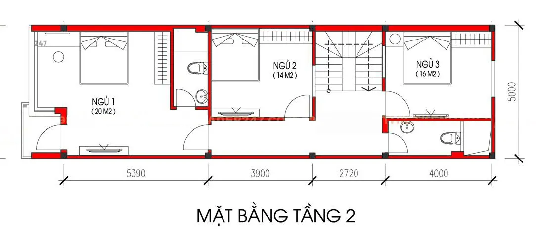 4 mẫu thiết kế + bản vẽ nhà ống 3 tầng 5x15m 4 phòng ngủ đẹp