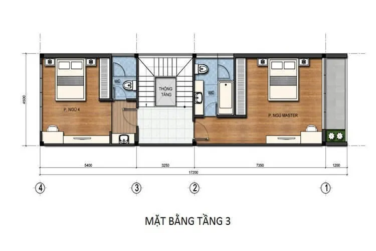 4 mẫu thiết kế + bản vẽ nhà ống 3 tầng 5x15m 4 phòng ngủ đẹp