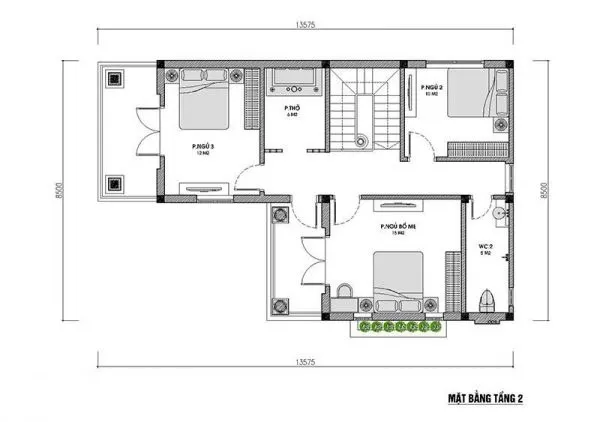 5 mẫu nhà chữ l 2 tầng 80m2 mái thái đẹp hot nhất 2024