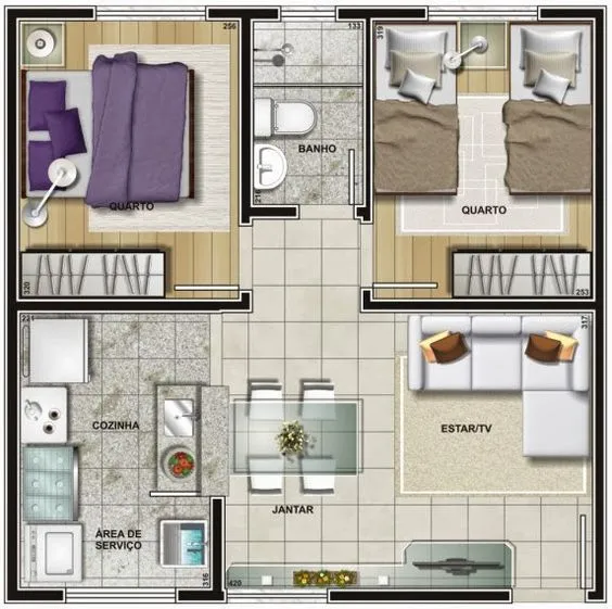 5 mẫu thiết kế nội thất căn hộ 70m2 2 phòng ngủ rộng rãi﻿