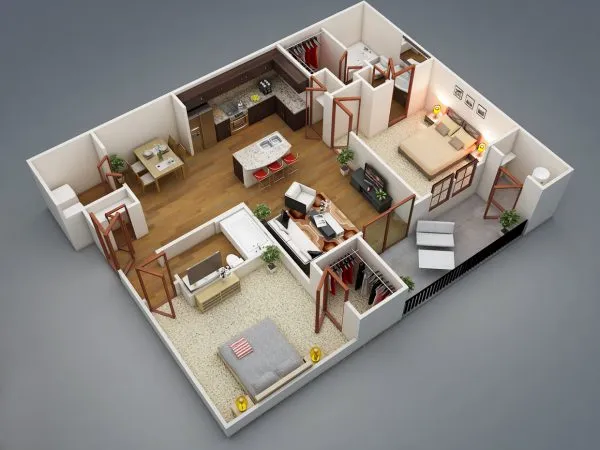 50 ý tưởng thiết kế nội thất căn hộ 2 phòng ngủ đẹp và tiện nghi