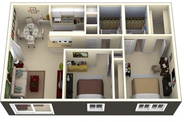 50 ý tưởng thiết kế nội thất căn hộ 2 phòng ngủ đẹp và tiện nghi