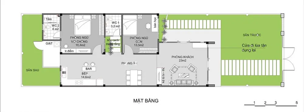 6 mẫu nhà cấp 4 7x15m mái bằng đơn giản nhưng vẫn hút mắt người xem