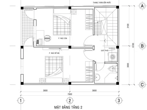 Bản thiết kế nhà 2 tầng kiến trúc mái độc đáo tràn ngập sức sống