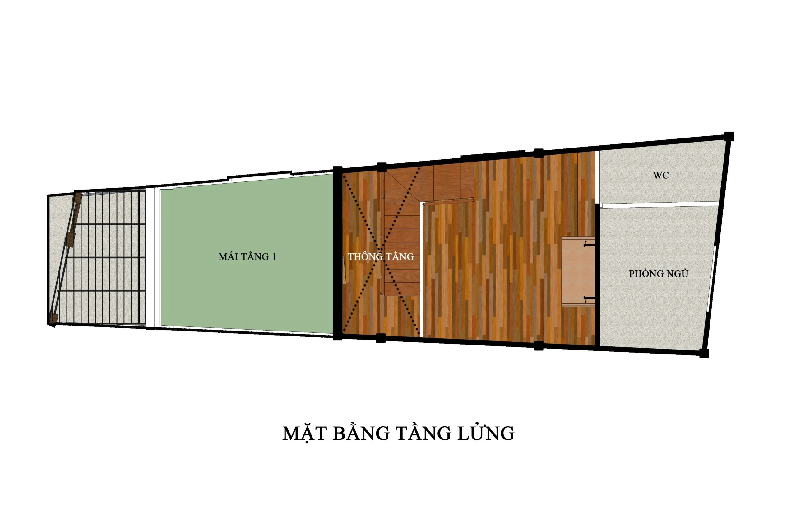 Bản vẽ nhà cấp 4 có gác lửng 5×15 2 phòng ngủ siêu hiện đại