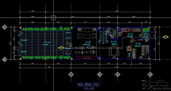 Bản vẽ nhà ống 2 tầng 5x14m đầy đủ chi tiết