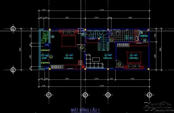 Bản vẽ nhà ống 2 tầng 5x14m đầy đủ chi tiết