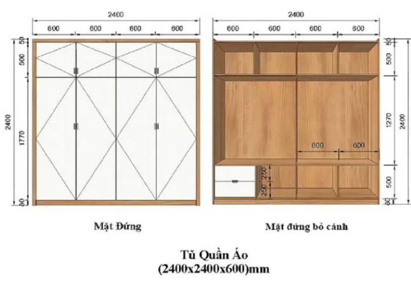 Bật mí các loại bản vẽ tủ quần áo đẹp tiện nghi hết cỡ