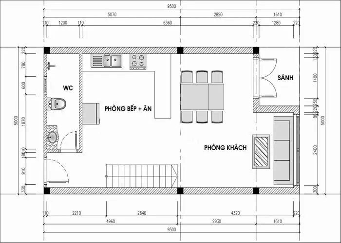 Bí kíp thiết kế nhà cấp 4 5×10 có 2 phòng ngủ đẹp tiện nghi