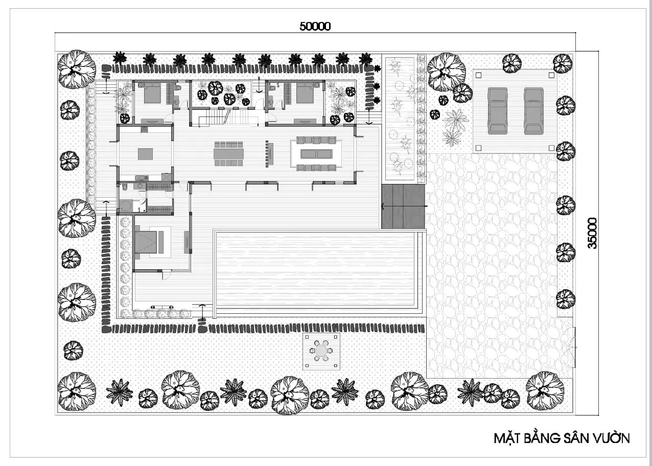 Biệt thự 2 tầng 15x10m hiện đại tươi mới bên thảm thực vật ngát xanh