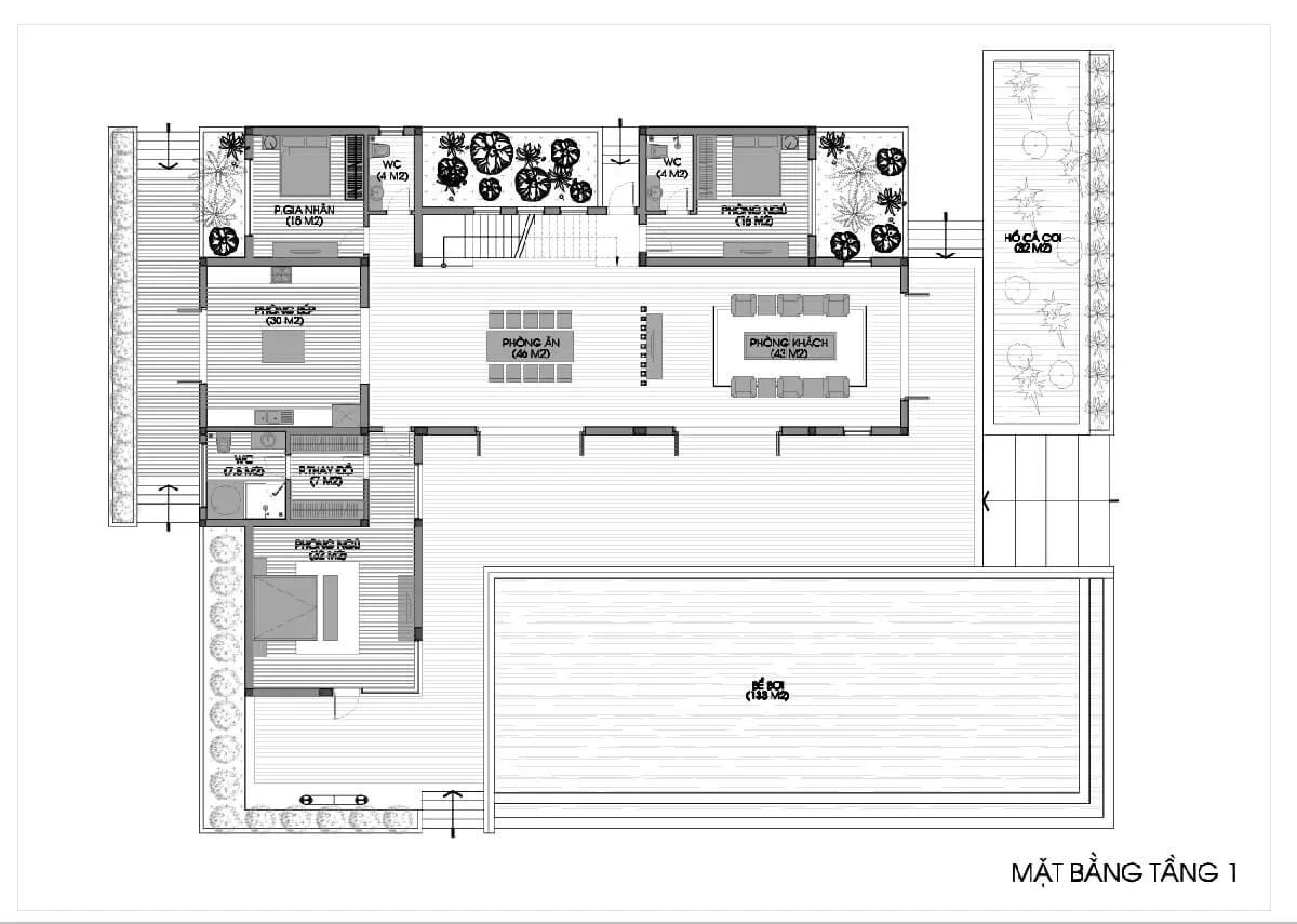 Biệt thự 2 tầng 15x10m hiện đại tươi mới bên thảm thực vật ngát xanh