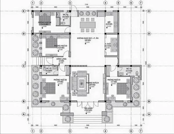 Biệt thự nhà vườn 1 tầng đẹp phong cách Tân cổ điển