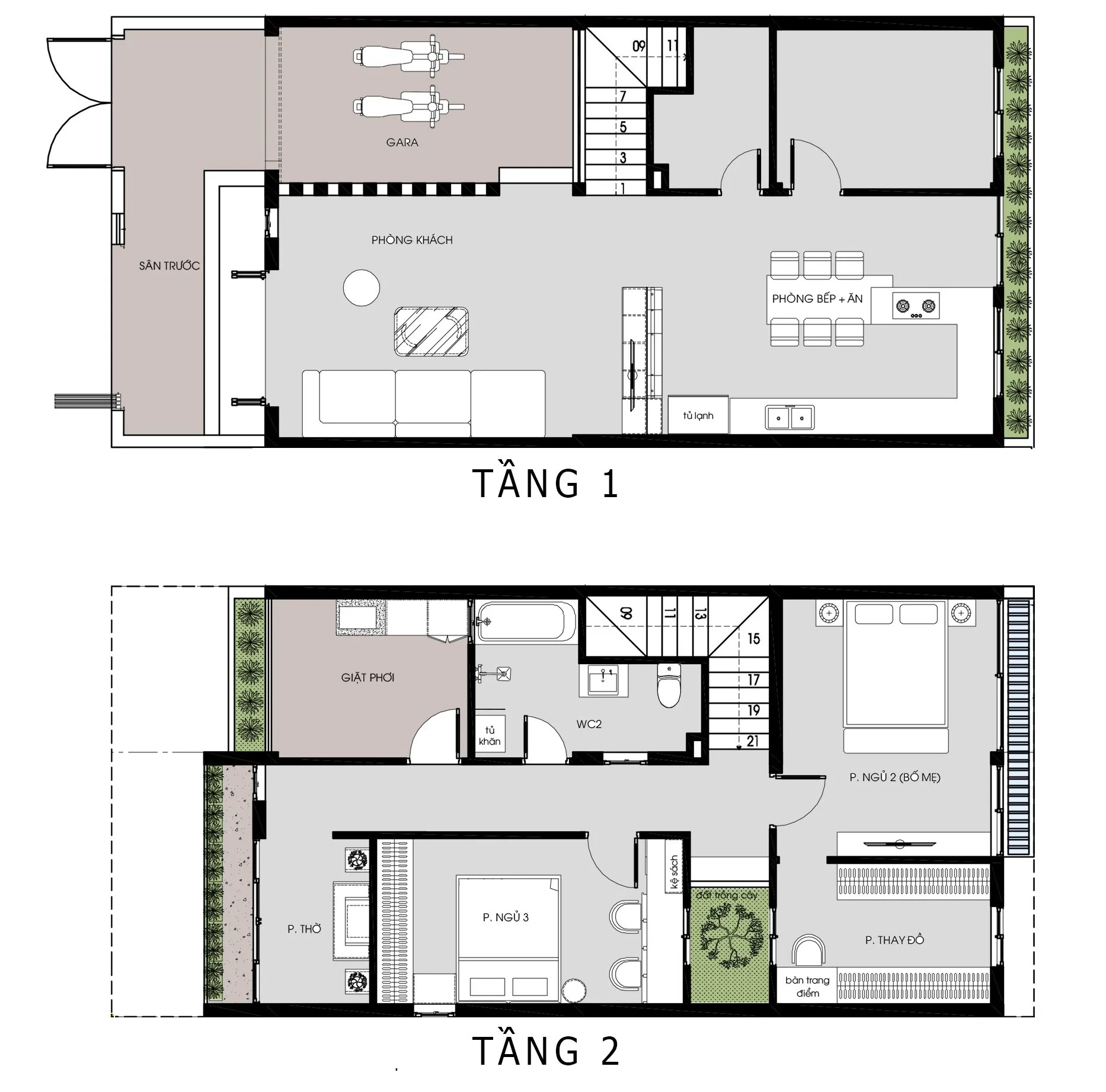 Bộ sưu tập 6 mẫu nhà ống 2 tầng mặt tiền 7m đẹp mãn nhãn