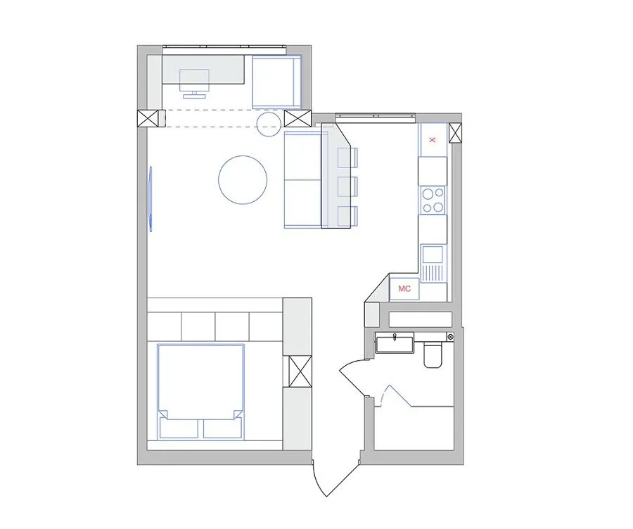 Bố trí nội thất căn hộ 40m2 theo cách thông minh để tiết kiệm diện tích