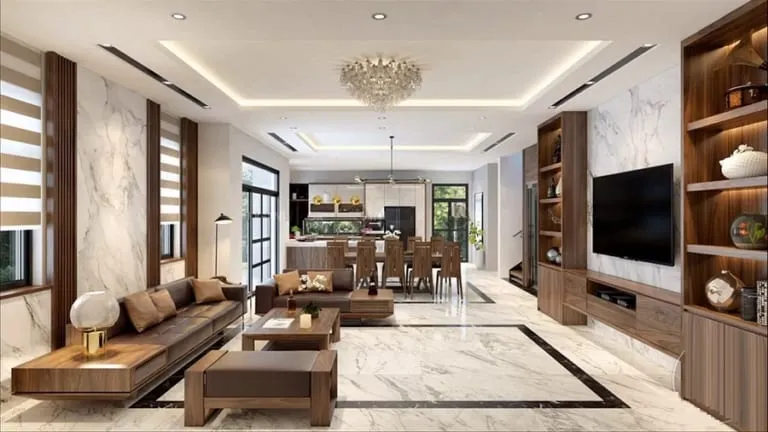 BST mẫu thiết kế nội thất gỗ phòng khách hiện đại nhất 2024