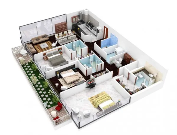 Các mẫu thiết kế nội thất căn hộ 3 phòng ngủ tiện nghi và thỏai mái