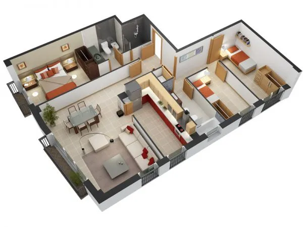 Các mẫu thiết kế nội thất căn hộ 3 phòng ngủ tiện nghi và thỏai mái