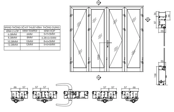 Cách đọc bản vẽ cửa nhôm kính Xingfa file CAD chi tiết nhất