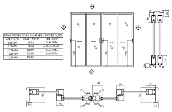 Cách đọc bản vẽ cửa nhôm kính Xingfa file CAD chi tiết nhất