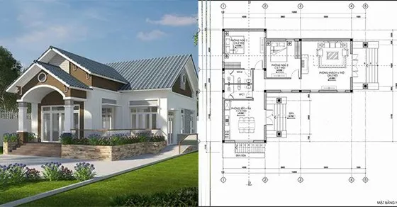 Cách tính diện tích xây dựng mẫu nhà cấp 4 chữ l