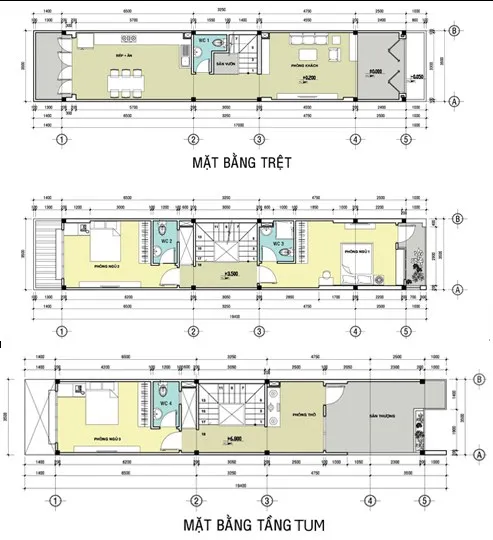 Chia sẻ 4 mẫu bản vẽ nhà ống đẹp 2 tầng 1 tum đáng tham khảo