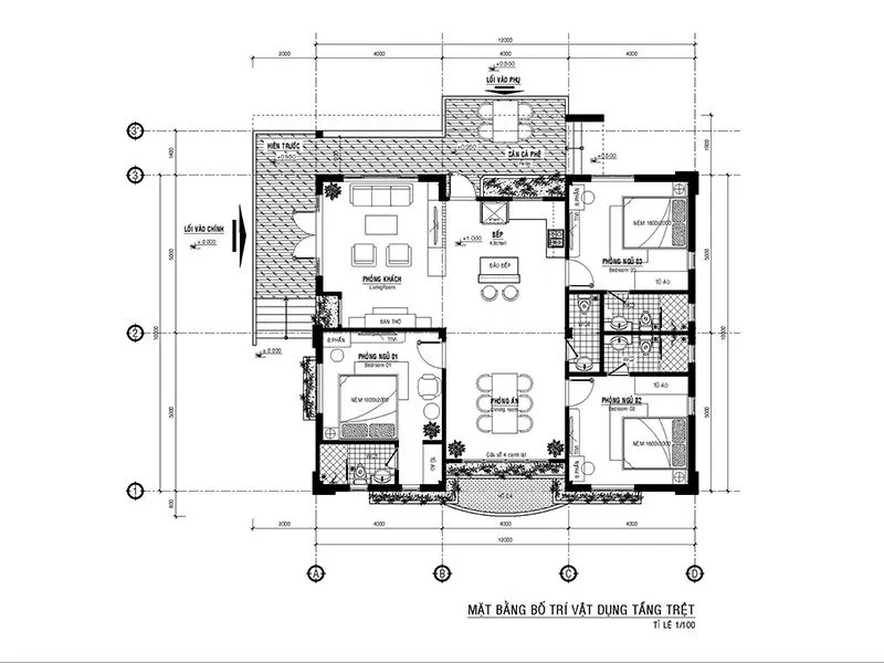 Chia sẻ mẫu nhà biệt thự 1 tầng 2 phòng ngủ hiện đại