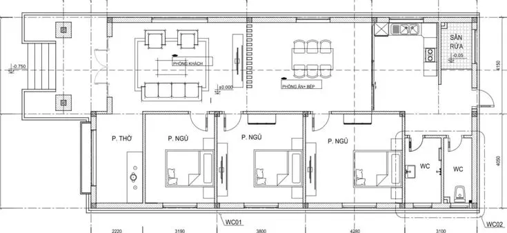 Chọn lọc các bản vẽ thiết kế nhà 1 tầng 8x15m đẹp tiện nghi