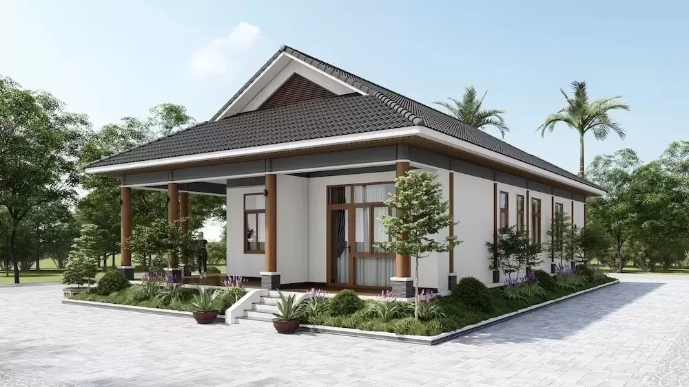 Đã mắt với thiết kế nhà 90m2 1 tầng sang không kém biệt thự