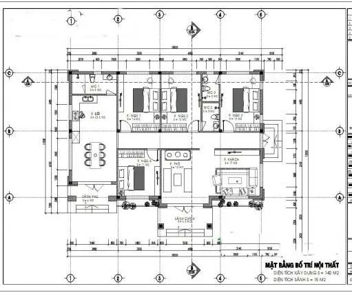 Đắm say vẻ đẹp của mẫu biệt thự nhà vườn 1 tầng 4 phòng ngủ