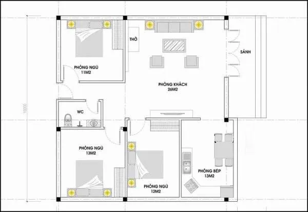 Danh sách 5 mẫu nhà cấp 4 mái bằng 3 phòng ngủ đẹp hiện đại