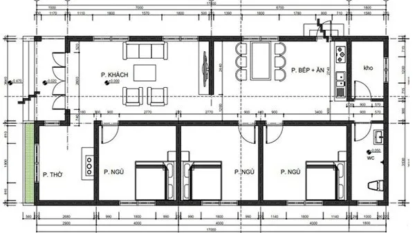 Full bản vẽ phối cảnh + mặt bằng 5 mẫu nhà cấp 4 7x15m đẹp