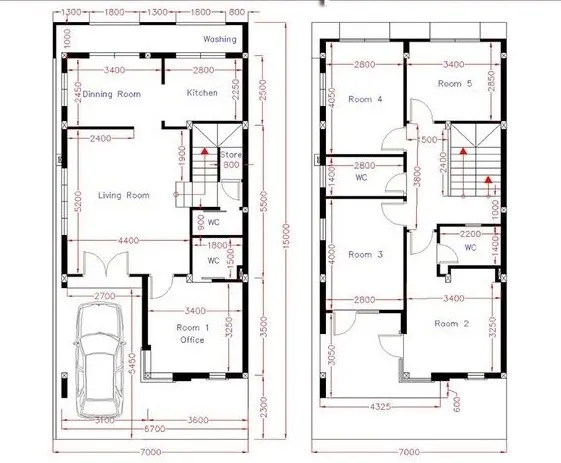 Gợi ý 3 mẫu nhà 2 tầng 7x15m hiện đại với 3, 4, 5 phòng ngủ