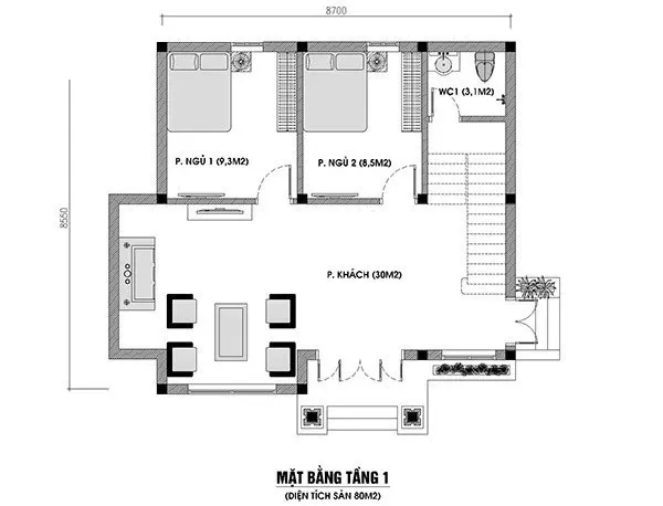 Gợi ý 3 thiết kế nhà cấp 4 gác lửng 5 phòng ngủ đẹp, tối đa không gian