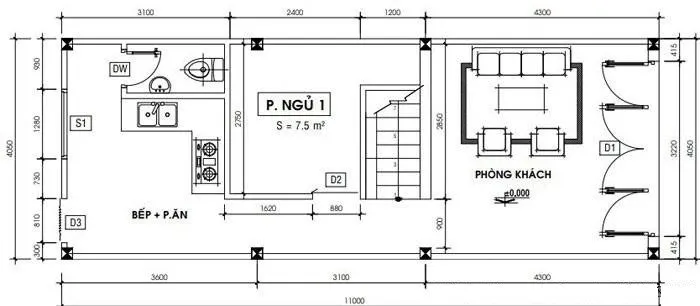 Gợi ý 4 cách bố trí công năng phù hợp cho nhà ống 2 tầng 4x11m