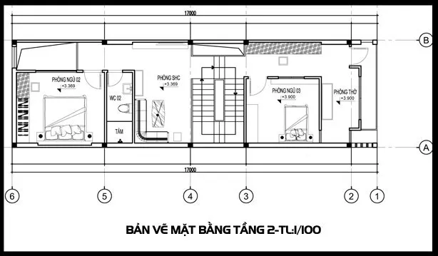 Gợi ý mẫu bản vẽ nhà 2 tầng khoa học