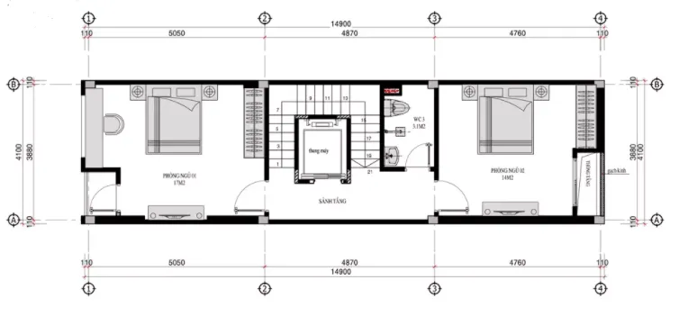 Gợi ý thiết kế mẫu nhà 3 tầng 1 tum full bản vẽ