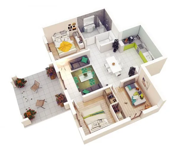Gợi ý thiết kế nội thất căn hộ 3 phòng ngủ theo phong cách hiện đại