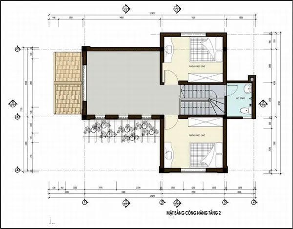 Hồ sơ bản vẽ nhà chữ l 2 tầng đẹp 100m2