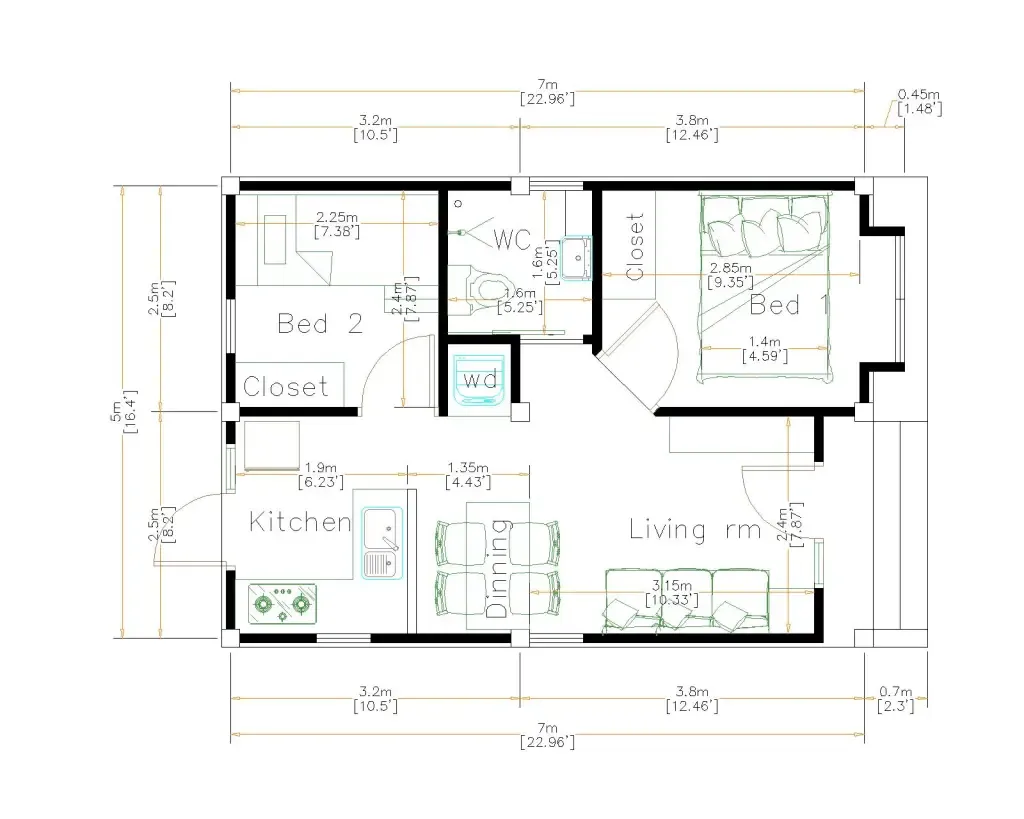 Khám phá những mẫu nhà 35m2 1 tầng nhỏ xinh