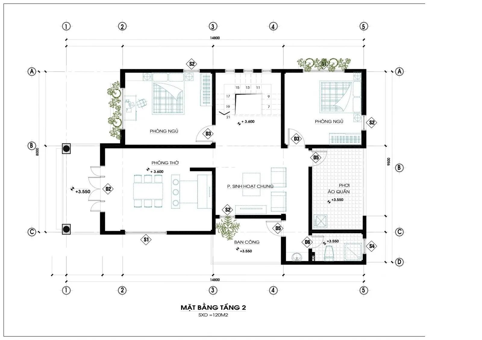 Mẫu nhà 2 tầng 120m2 mái thái bề thế phù hợp cho cả thành thị và nông thôn